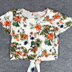 Pink Peony Large Floral Cropped Open Back with tie Women's Top Summer Boho